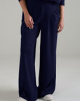 PLEATED WIDE LEG PANT-DOUBLE KNIT