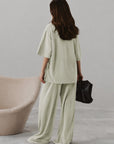 TEXTURED WIDE LEG RELAXED PANT