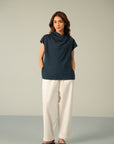 COWL NECK LINEN TOP