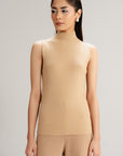 TAN MOCK NECK SWEATER - KNIT WEAR