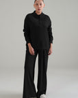 PLEATED WIDE LEG PANT - DOUBLE KNIT