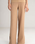 BEIGE WIDE PANTS - KNIT WEAR