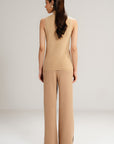 BEIGE WIDE PANTS - KNIT WEAR