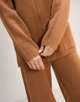 TAN ZIP CO-ORD SET - KNIT WEAR