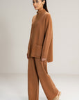 TAN ZIP CO-ORD SET - KNIT WEAR