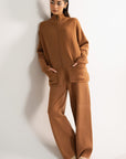 TAN ZIP CO-ORD SET - KNIT WEAR