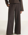 WIDE LEG PANTS-TEXTURED RIB