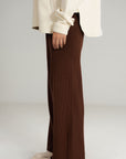 BROWN WIDE LEG PANTS - KNIT WEAR