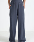 WIDE LEG PANTS-TEXTURED RIB