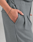 PLEATED WIDE LEG PANT - DOUBLE KNIT