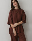 TEXTURED WIDE LEG RELAXED PANT