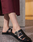 BUCKLED SLIDER SANDALS