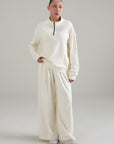 PLEATED WIDE LEG PANT DOUBLE KNIT