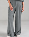 PLEATED WIDE LEG PANT - DOUBLE KNIT