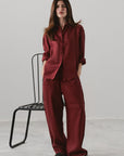 PLEATED WIDE PANTS-100% LINEN