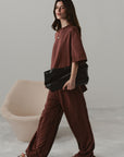 TEXTURED WIDE LEG RELAXED PANT
