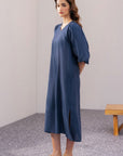 LINEN BLEND LONG DRESS