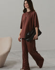 TEXTURED WIDE LEG RELAXED PANT
