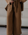 TEXTURED WRAP FLARED PANTS