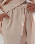ELASTICATED RELAXED PANTS-100% LINEN