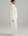 PLEATED WIDE LEG PANT DOUBLE KNIT