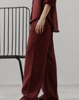 PLEATED WIDE PANTS-100% LINEN