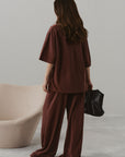 TEXTURED WIDE LEG RELAXED PANT