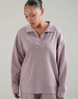 OPEN COLLAR TOP-DOUBLE KNIT