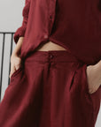 PLEATED WIDE PANTS-100% LINEN