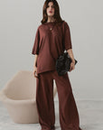 TEXTURED WIDE LEG RELAXED PANT