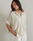 LINEN BLEND RELAXED TOP