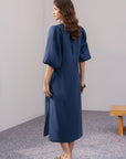 LINEN BLEND LONG DRESS
