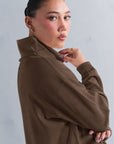 TEXTURED MOCK NECK SIDE SLIT-CLOUDLUX