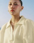 SHORT SLEEVE LINEN BLEND DRESS