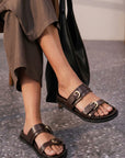 BUCKLED SLIDER SANDALS