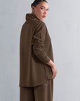 TEXTURED MOCK NECK SIDE SLIT-CLOUDLUX
