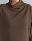 TEXTURED MOCK NECK SIDE SLIT-CLOUDLUX