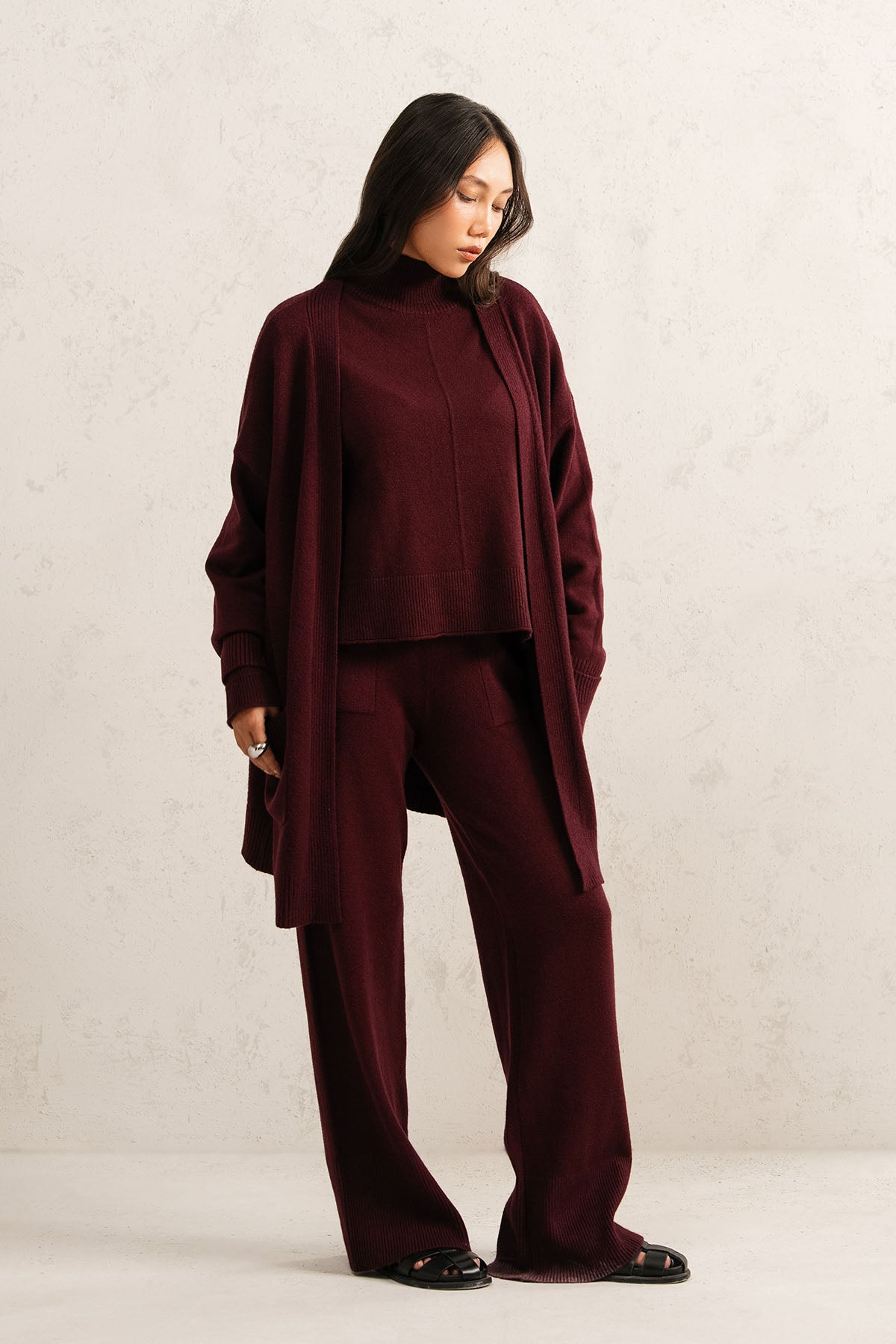 DEEP BURGUNDY KNIT SET