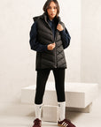 CHEVRON DOWN VEST WITH HOOD