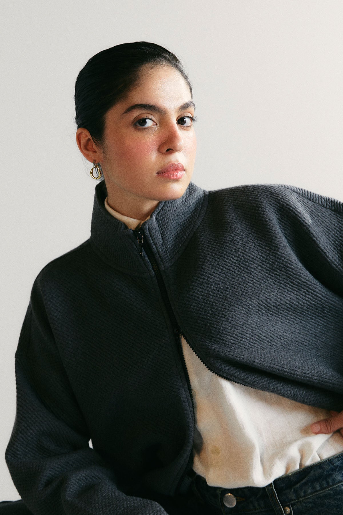 【 】Textured Luxe Zip Jacket TEXTURED-LUXE ZIP UP JACKET – Kiji Retail
