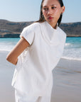 COWL NECK LINEN TOP