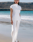 COWL NECK LINEN TOP