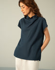 COWL NECK LINEN TOP