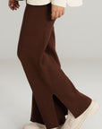 BROWN WIDE LEG PANTS - KNIT WEAR