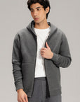 TEXTURED ZIP UP HOODIE