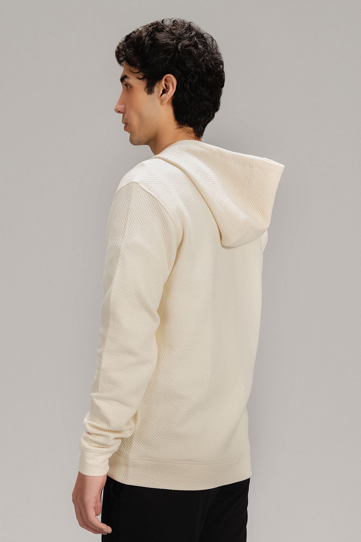 TEXTURED ZIP UP HOODIE