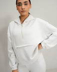 HALF ZIP PULLOVER HOODIE-CLOUD LUX