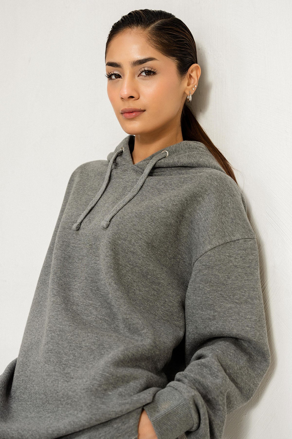 OVERSIZED LONG  HOODIE - PIMA FLEECE