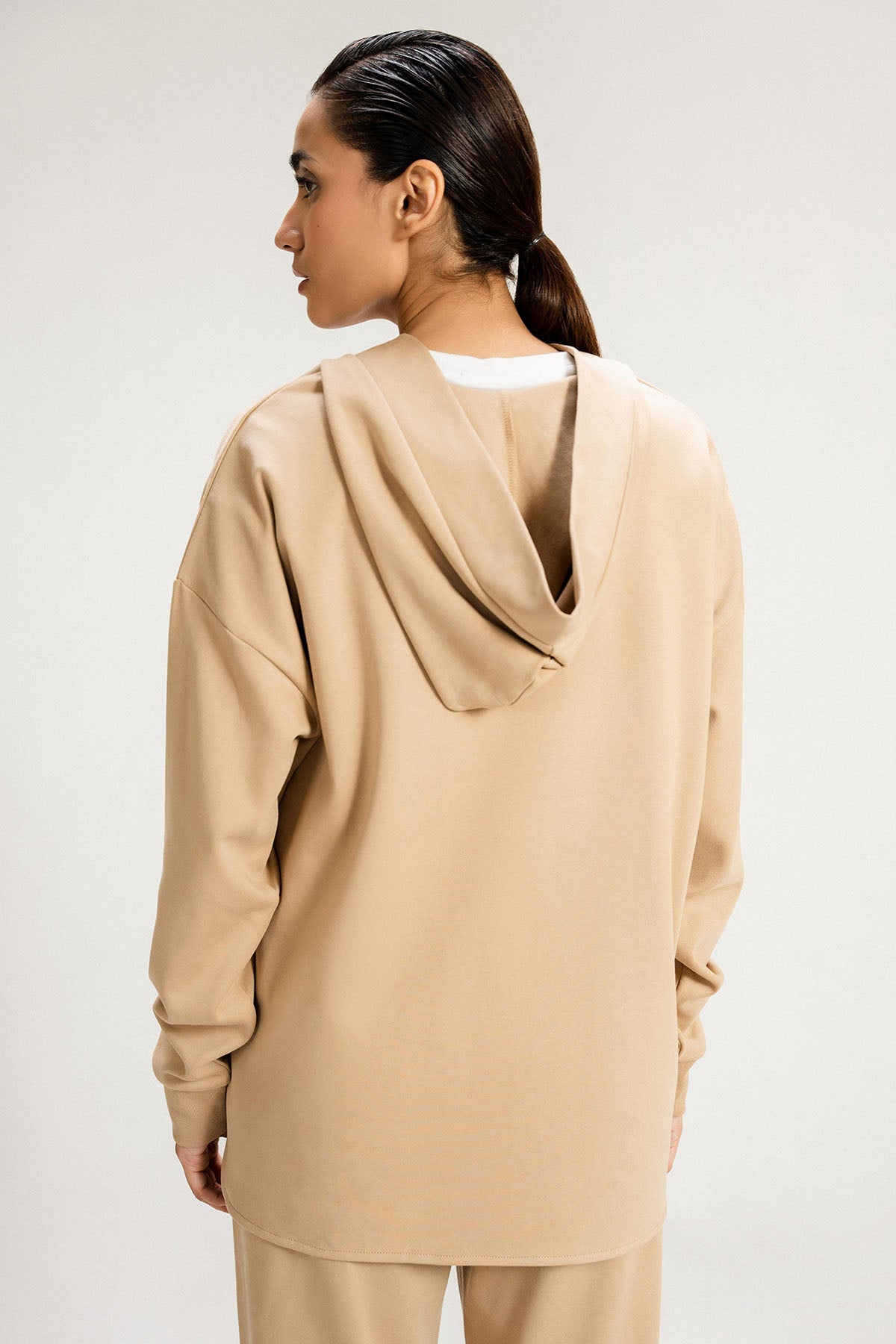 OPEN PLACKET PULLOVER HOODIE