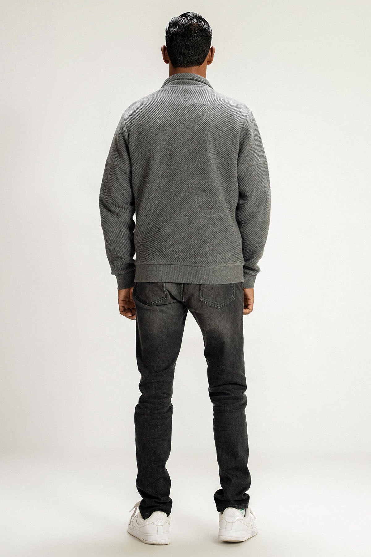 TEXTURED LUXE ZIP UP JACKET